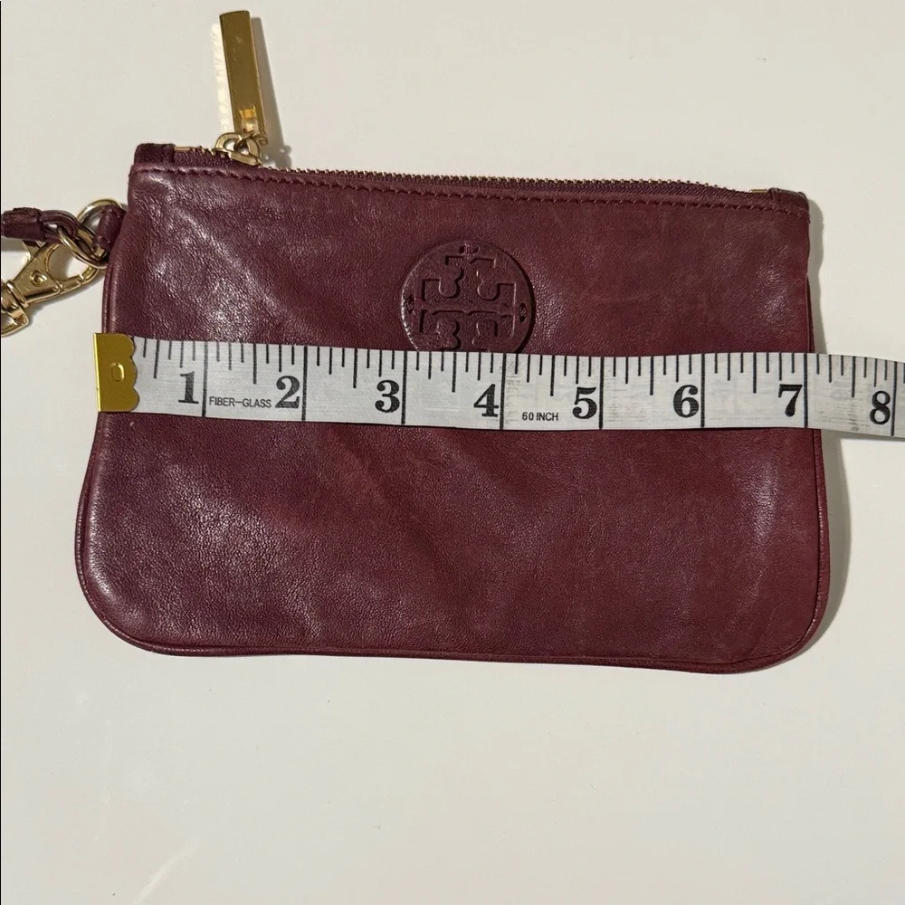 Tory Burch Burgundy Leather Wristlet Clutch
